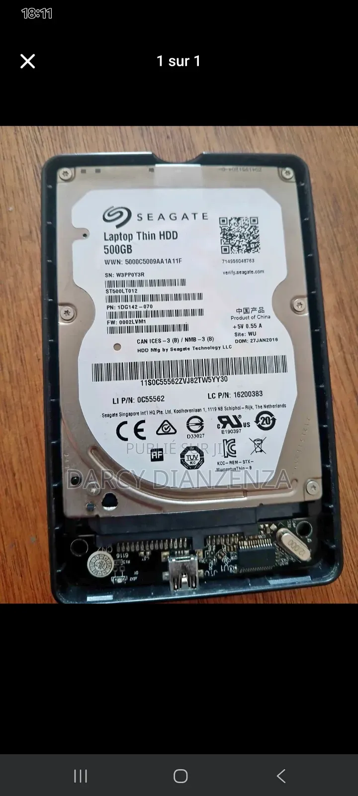 Disque Dur Externe 500gb À Vendre.