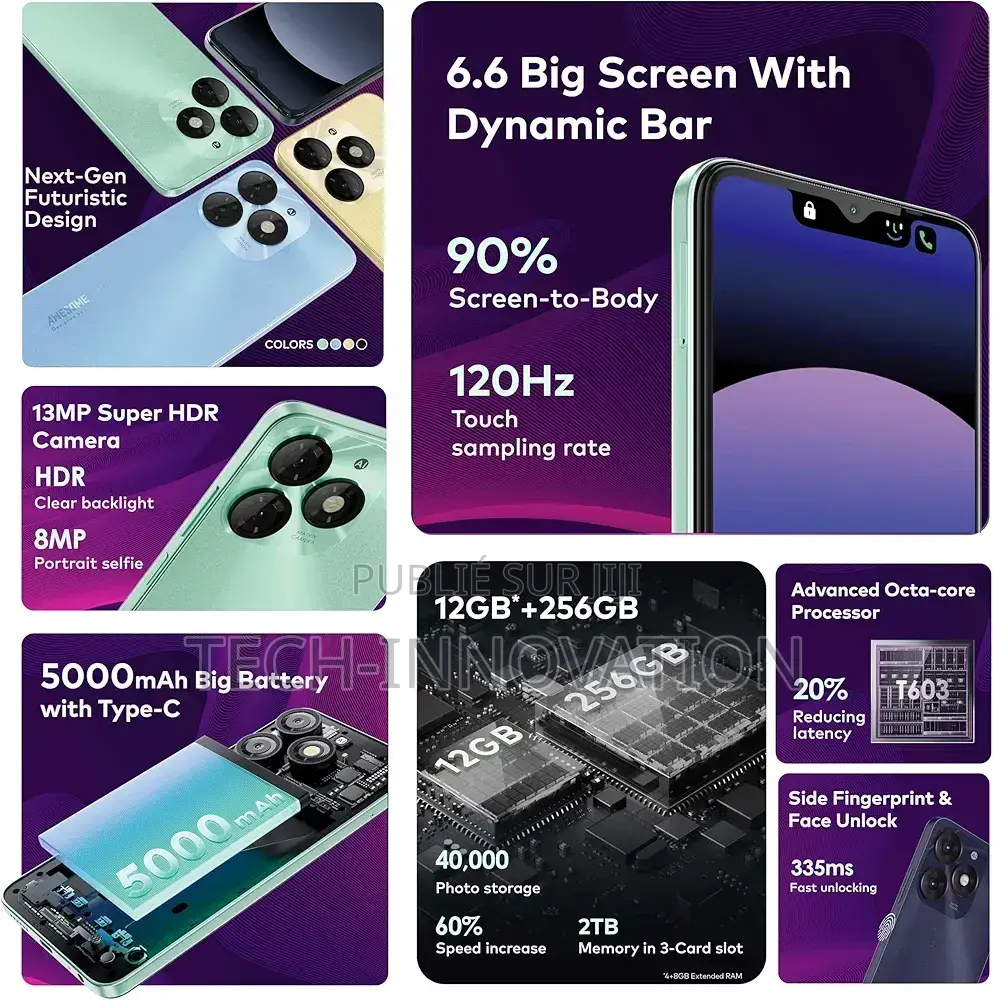 Nouveau Itel A70 256 GB Argenté