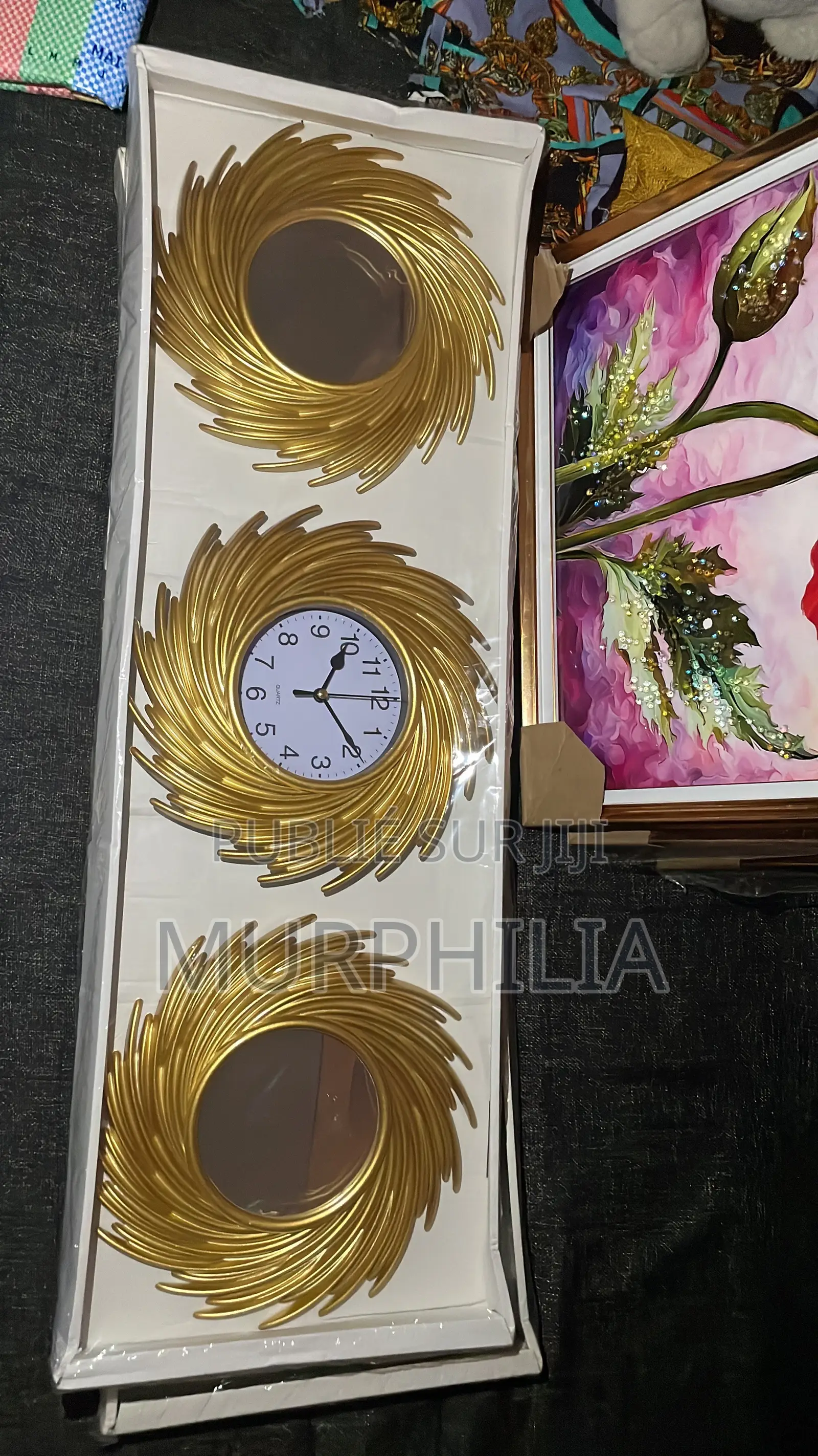 Urgent Promo : Magnifique Set Déco Mural (Horloge + Miroirs) !