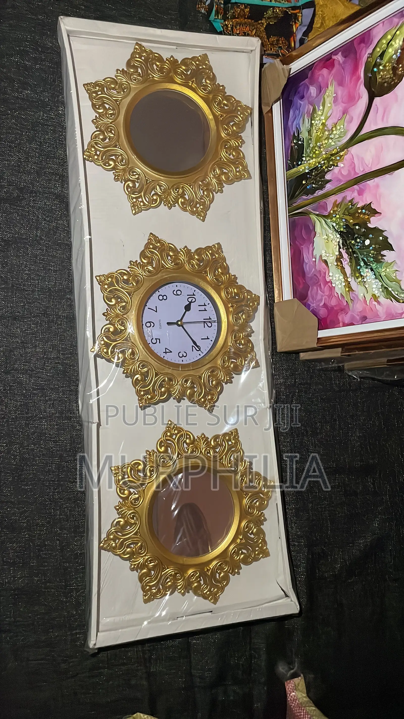 Urgent Promo : Magnifique Set Déco Mural (Horloge + Miroirs) !