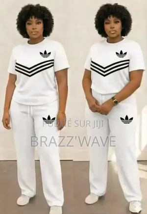 Ensemble Complet 2 Pièces T-Shirt Et Pantalon Large Blanc