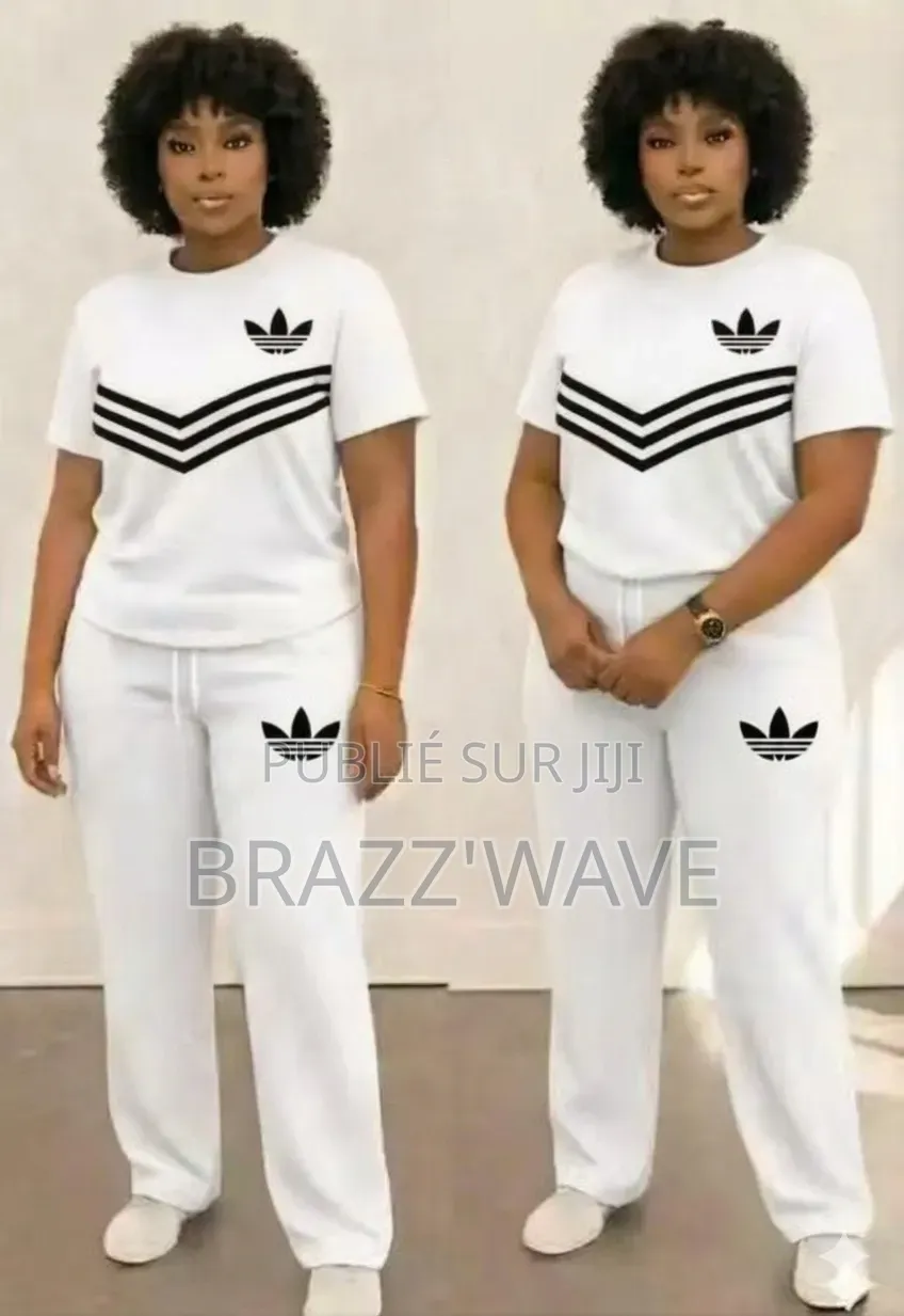 Ensemble Complet 2 Pièces T-Shirt Et Pantalon Large Blanc