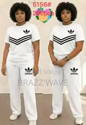 Ensemble Complet 2 Pièces T-Shirt Et Pantalon Large Blanc