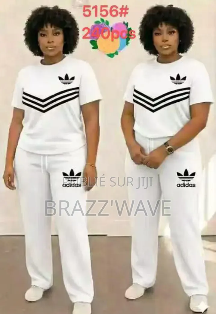 Ensemble Complet 2 Pièces T-Shirt Et Pantalon Large Blanc