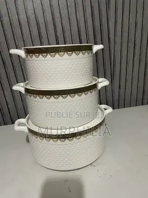 Lot De 3 Soupières Design or Blanc – Neuf