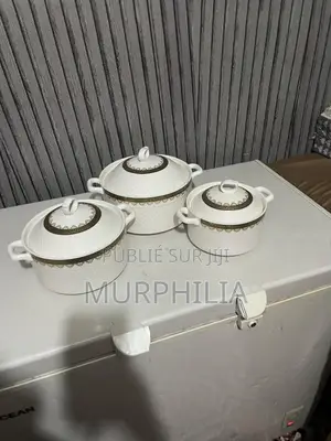 Lot De 3 Soupières Design or Blanc – Neuf
