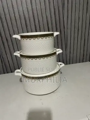 Lot De 3 Soupières Design or Blanc – Neuf