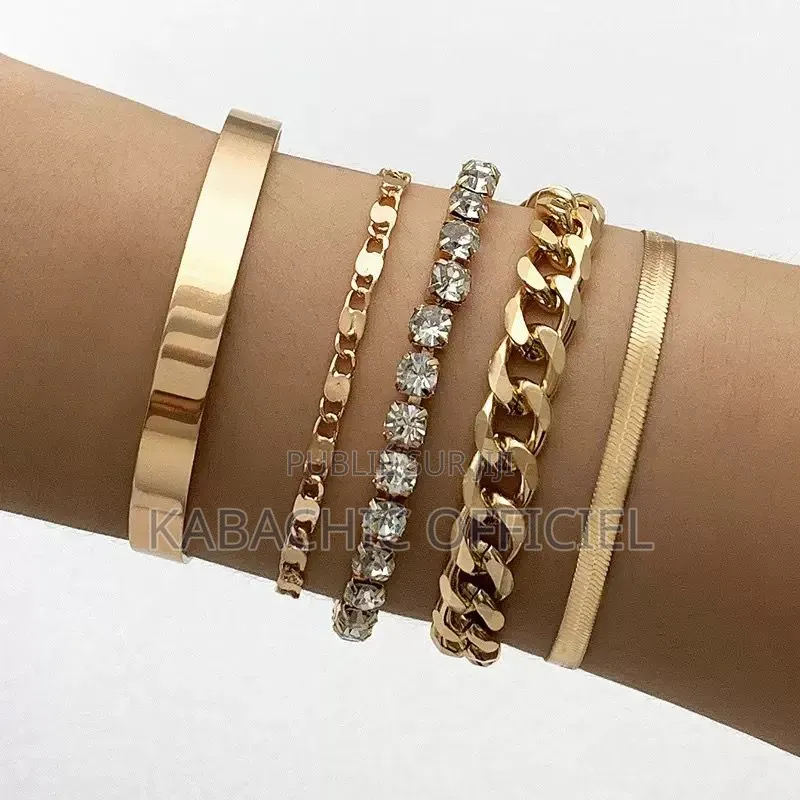Bracelets Dorés Acier Inoxydable - Lot De 4 Et 5