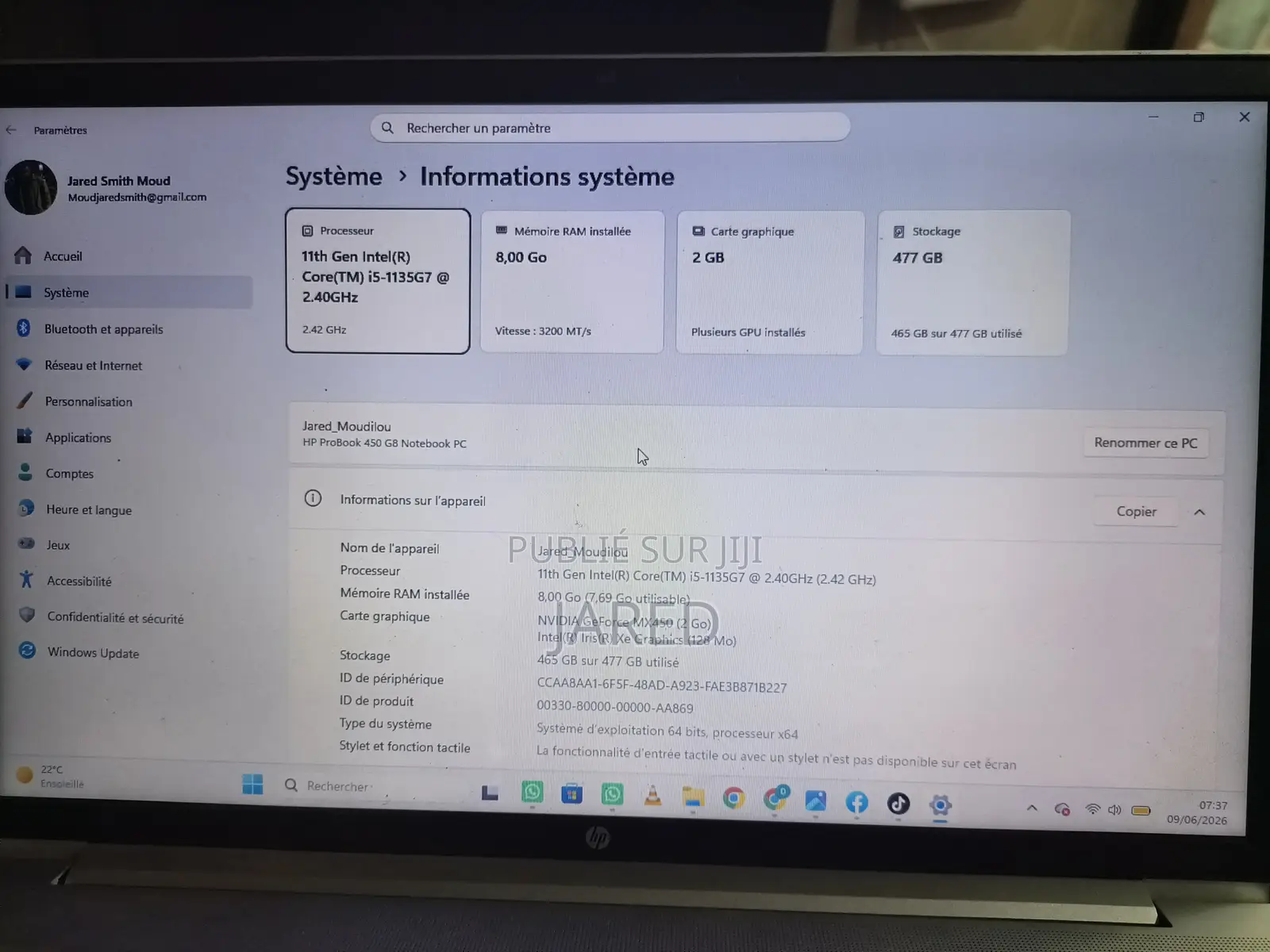 Nouveau Ordinateur portable HP ProBook 450 4GB Intel Core i5 SSD 500GB