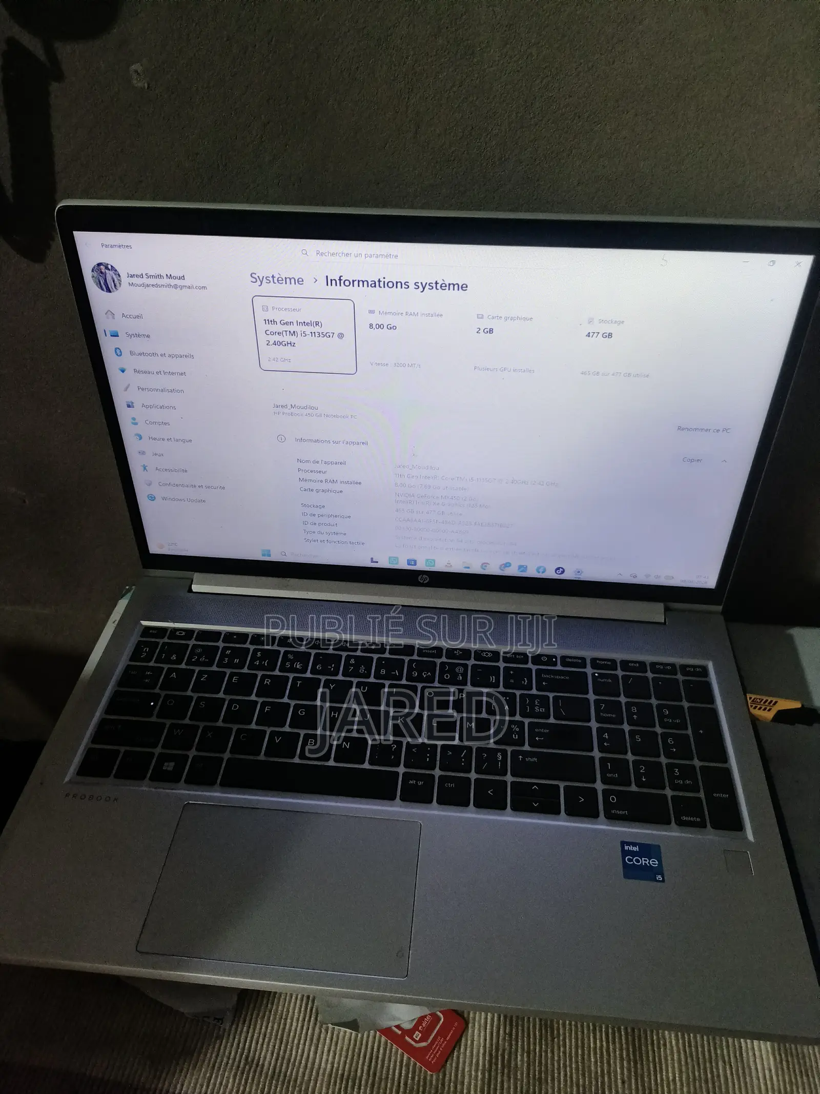 Nouveau Ordinateur portable HP ProBook 450 4GB Intel Core i5 SSD 500GB