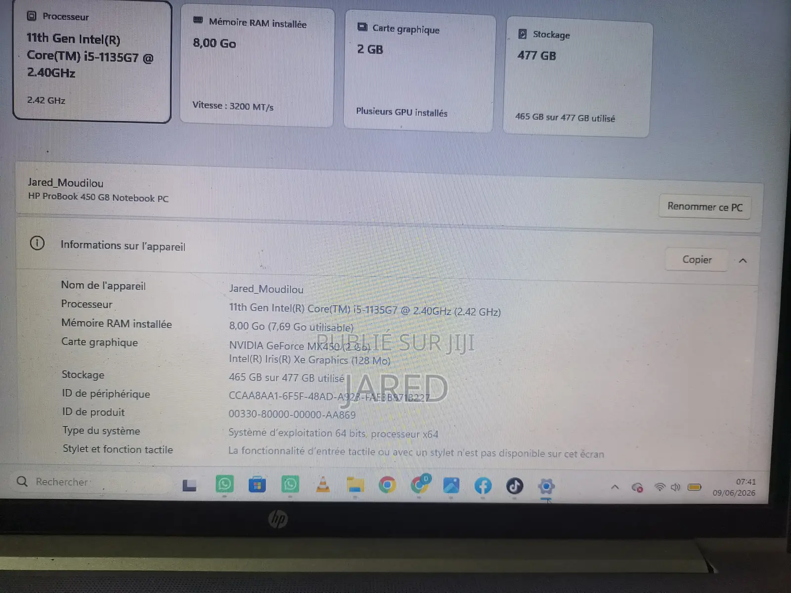 Nouveau Ordinateur portable HP ProBook 450 4GB Intel Core i5 SSD 500GB