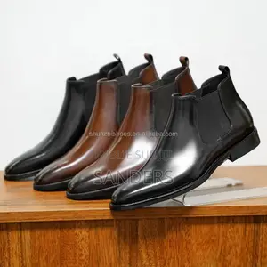Bottines Chelsea Homme Cuir Luxe - Noir Marron