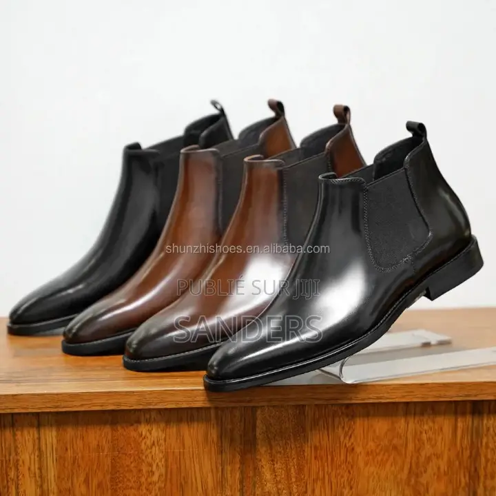 Bottines Chelsea Homme Cuir Luxe - Noir Marron