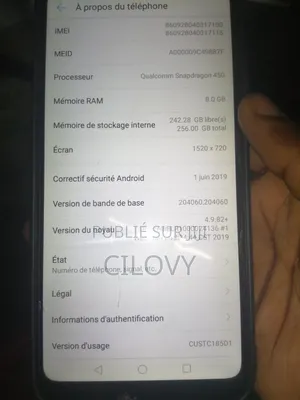 Huawei Enjoy 60X 256 GB Noir