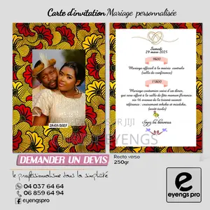 Carte D’Invitation Mariage Motif en Pagne