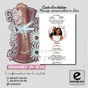 Carte Invitation en Bois