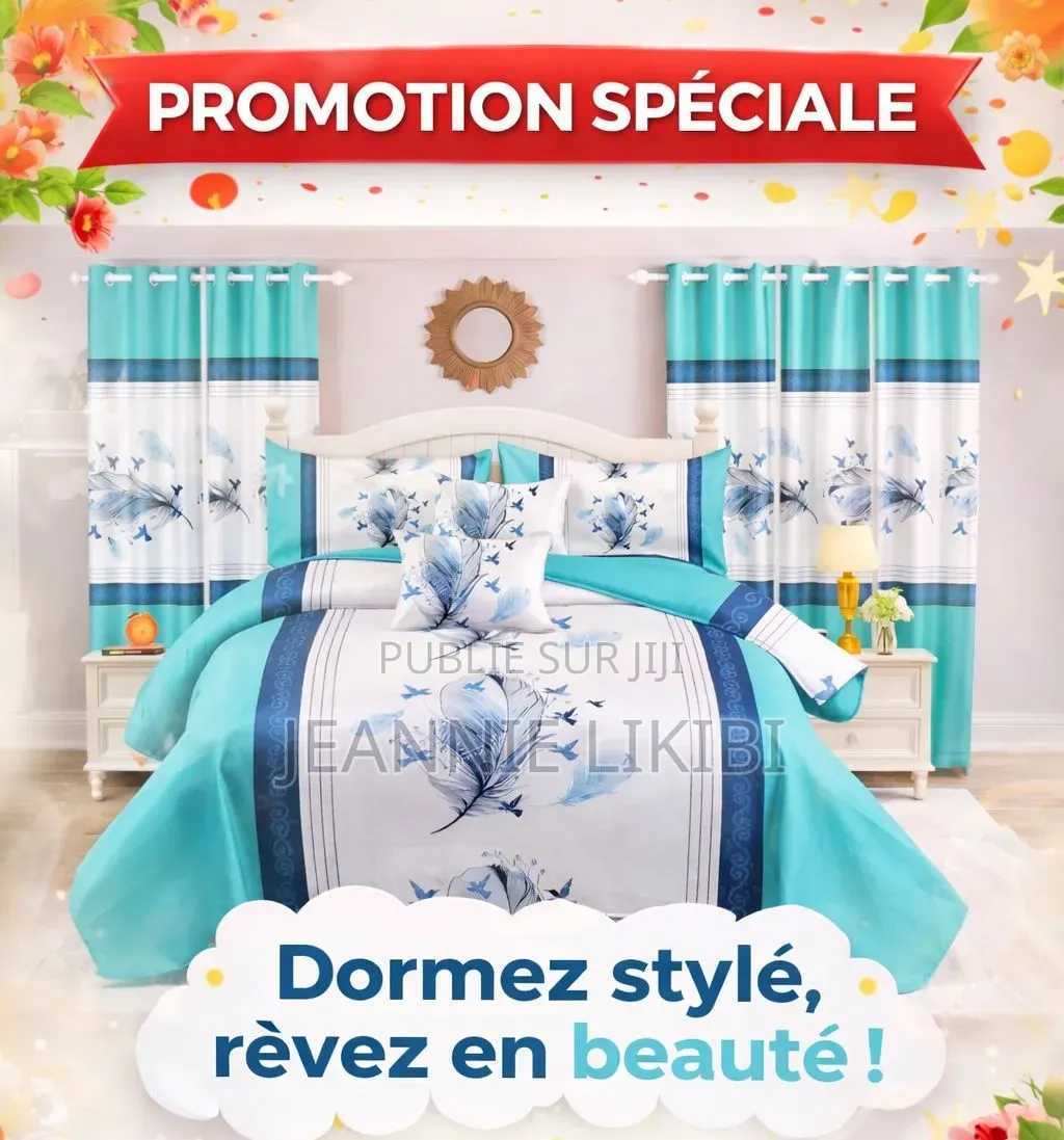Rideaux + Taies D'oreiller+ Drap + Couverture