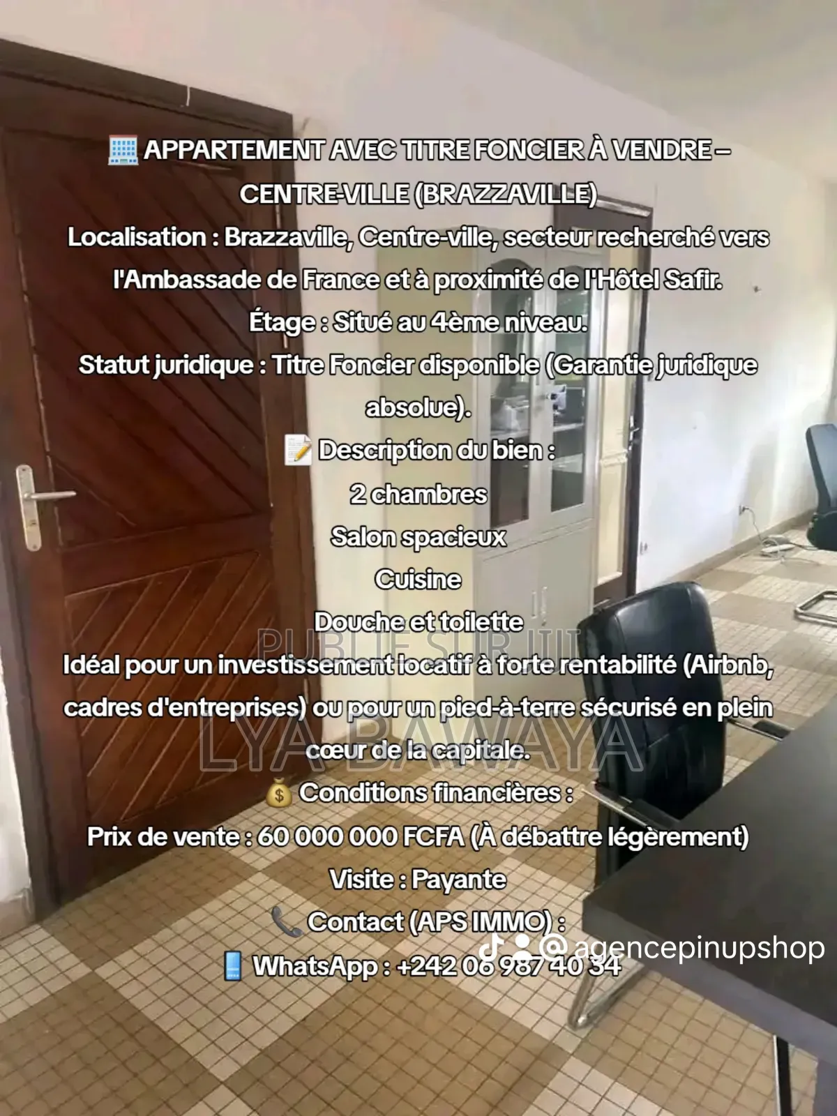 2chbre Appartement dans Aps Immo, Poto-Poto à Vendre