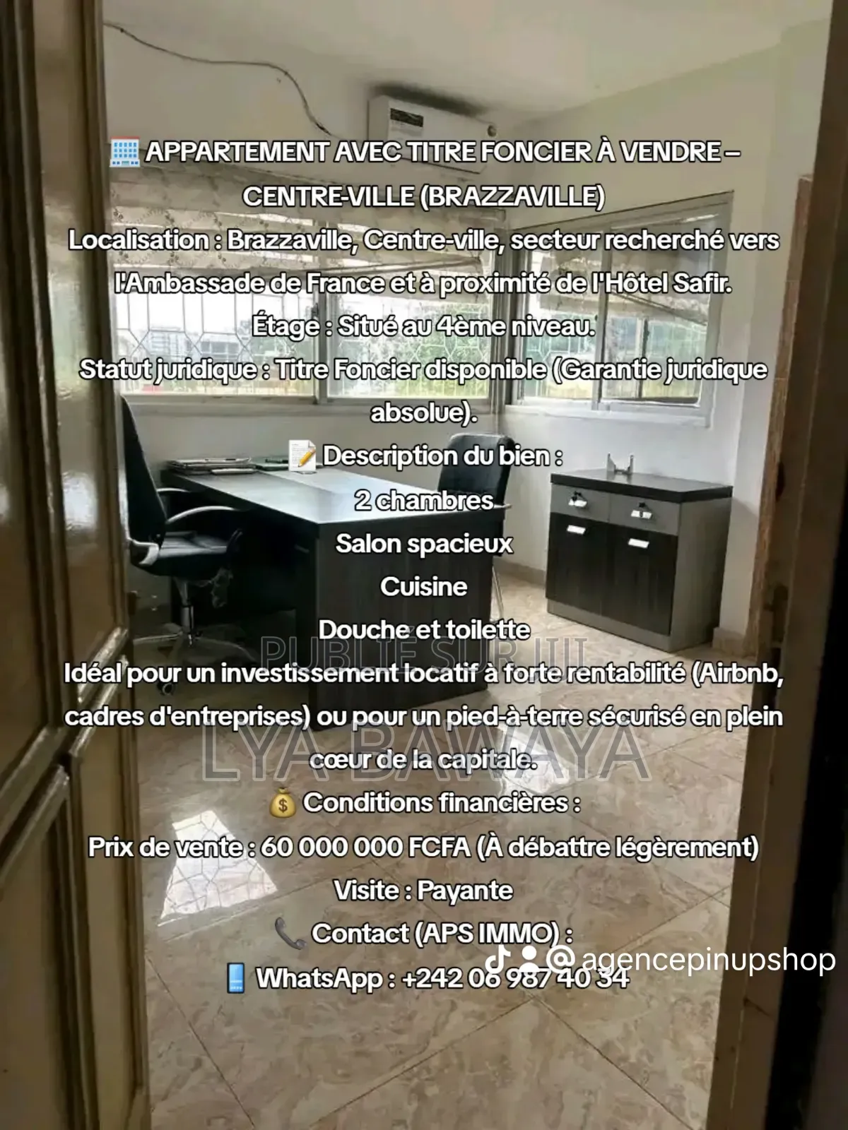 2chbre Appartement dans Aps Immo, Poto-Poto à Vendre