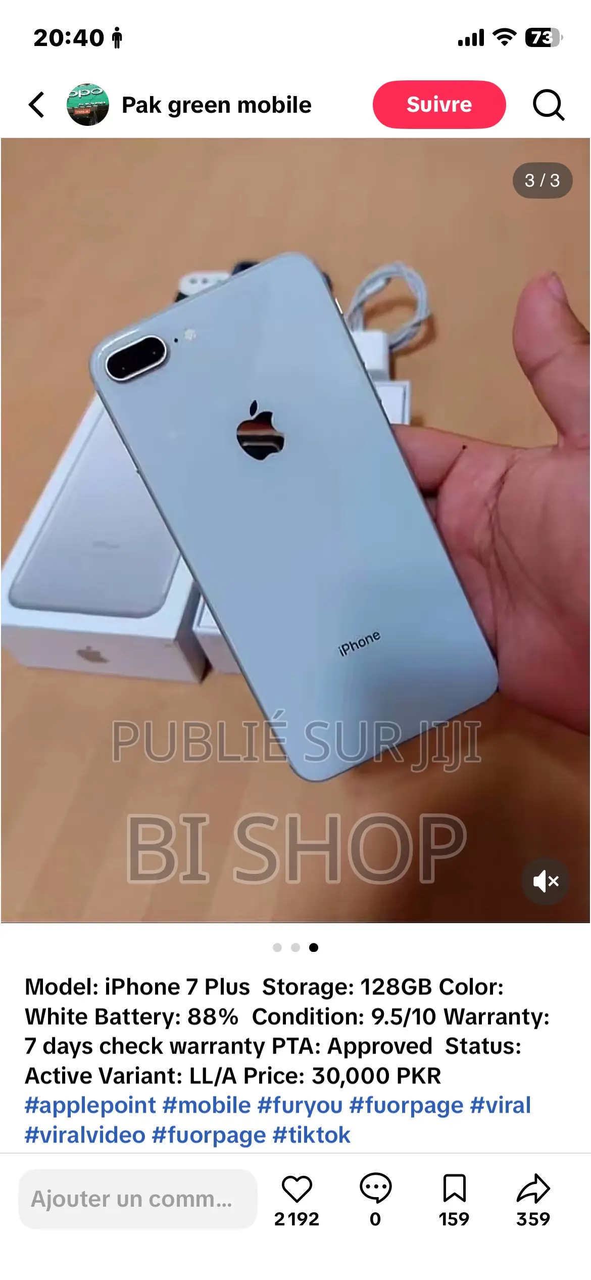 Nouveau Apple iPhone 7 Plus 128 GB Blanc