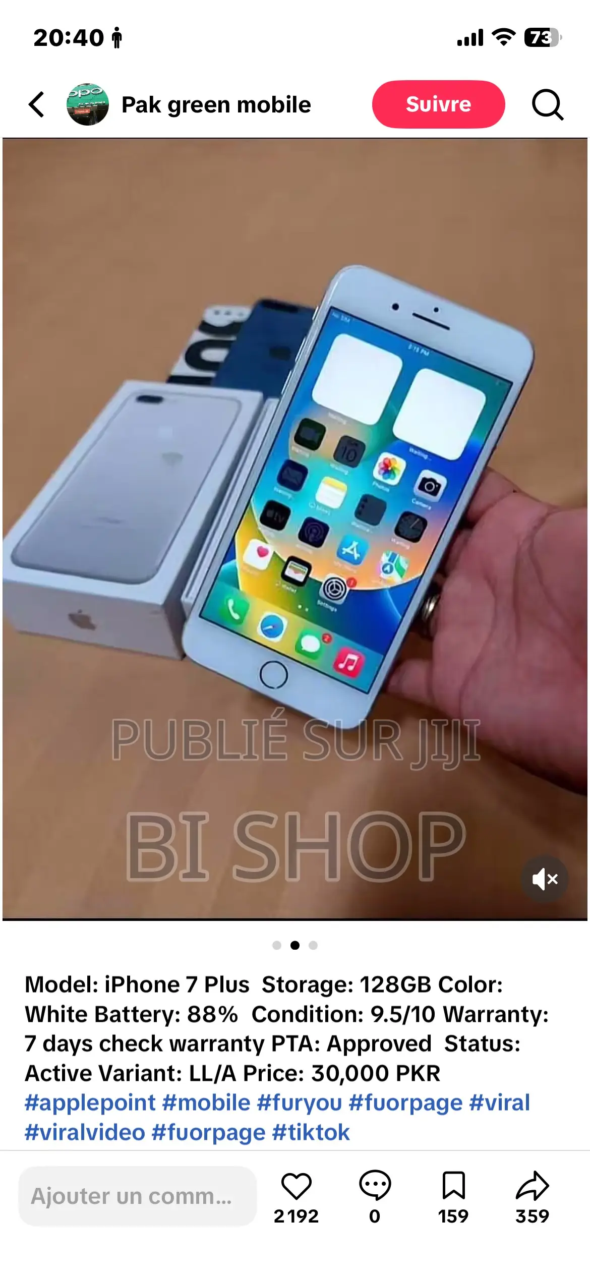 Nouveau Apple iPhone 7 Plus 128 GB Blanc