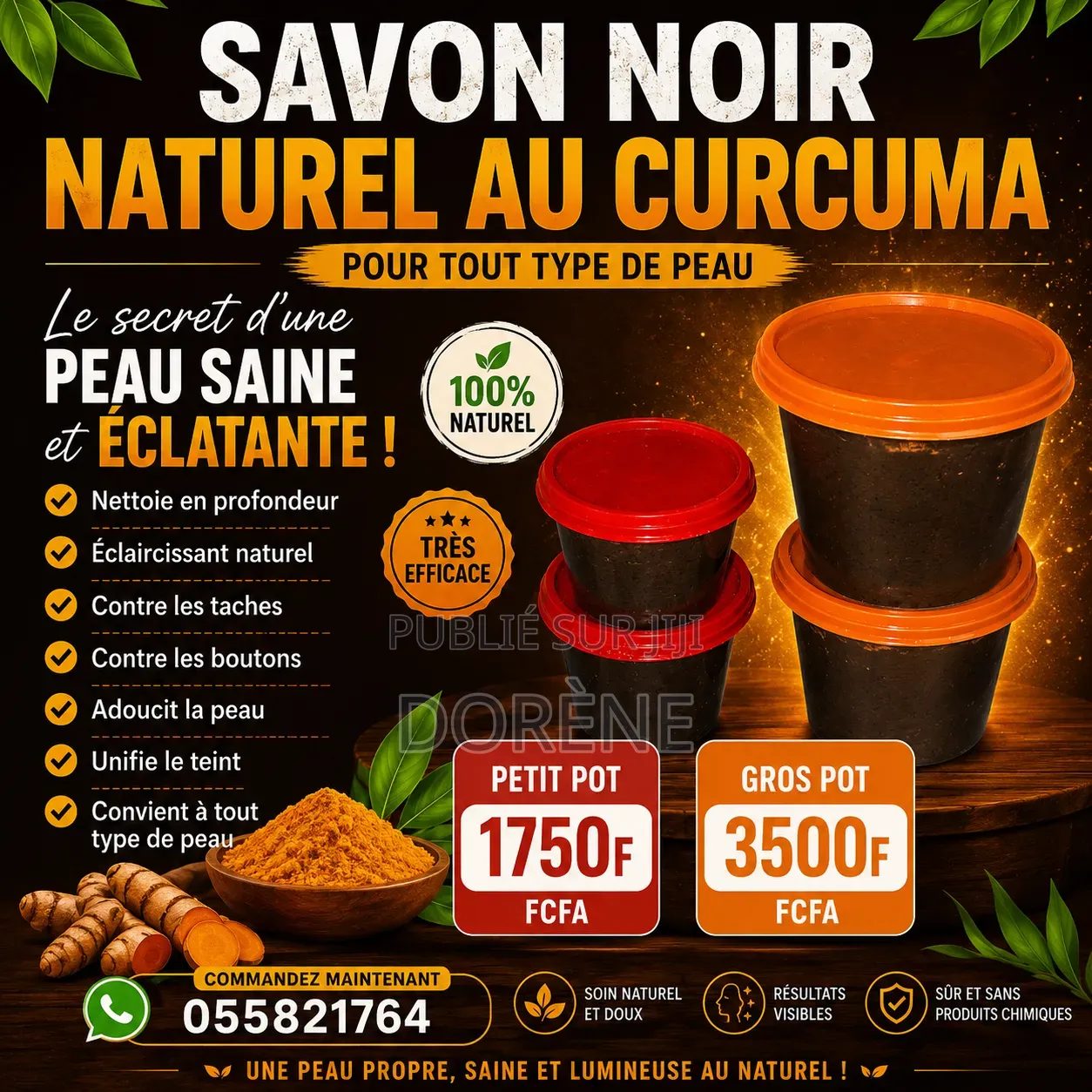 Savon Noir Éclaircissant Anti-Tâche Au Curcuma